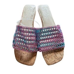 Jessica Simpson Purple and Blue Braided Slip on Sandals